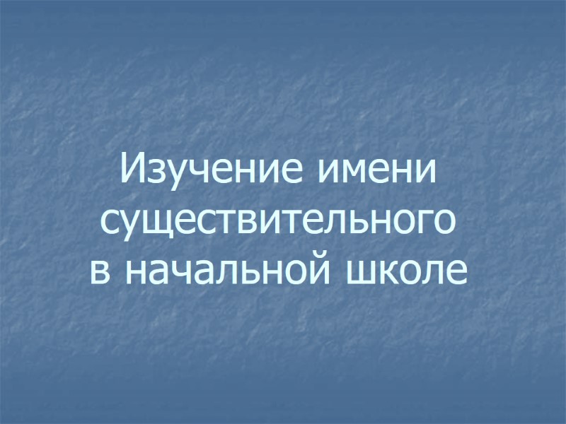 Изучение имени существительного  в начальной школе